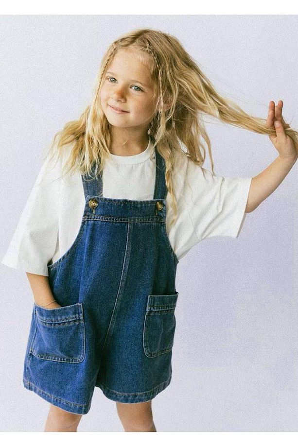 Kız Çocuk Denim Slopet Şort Takım - 1