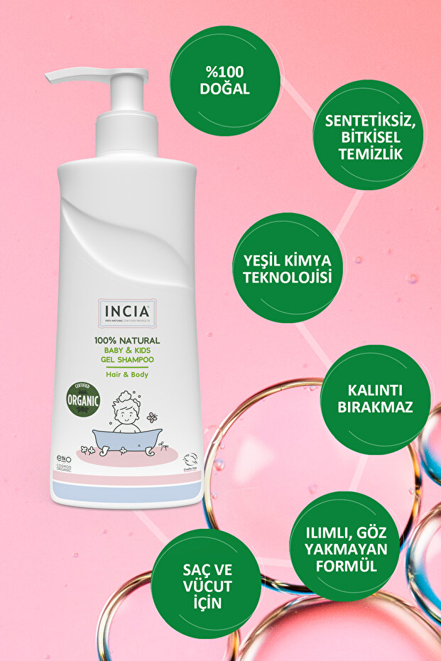 %100 Doğal Organik Sertifikalı Bebek ve Çocuk Jel Şampuanı Saç Vücut Lavanta Konak Önleyici 350 ml - 5