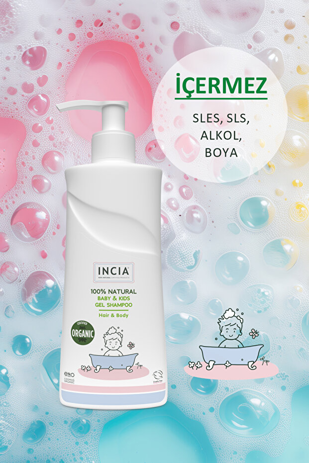 %100 Doğal Organik Sertifikalı Bebek ve Çocuk Jel Şampuanı Saç Vücut Lavanta Konak Önleyici 350 ml - 4