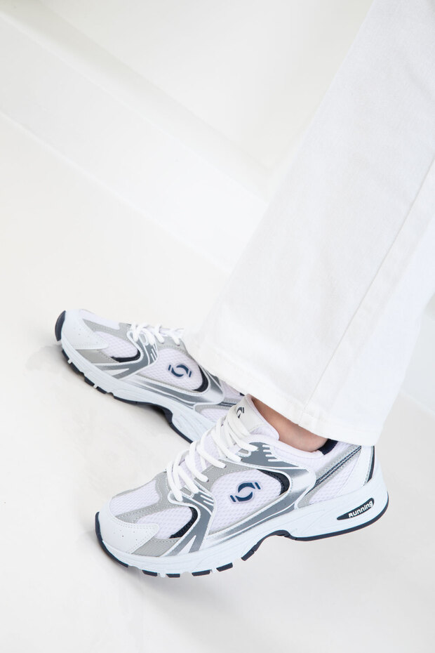 Fehér-jégkék női tornacipő, 18753 - 1