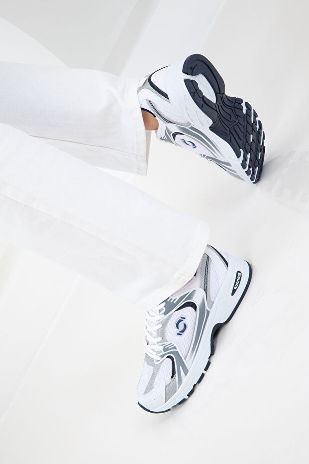 Fehér-jégkék női tornacipő, 18753 - 3