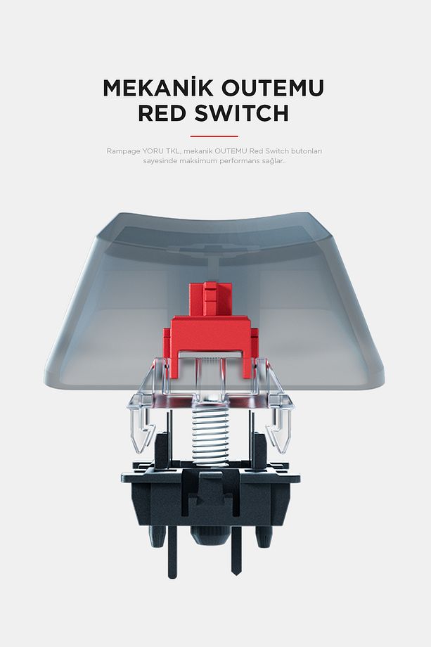 YORU TKL Gri/Siyah Type-C Bağlantılı OUTEMU Red Swich Q Mekanik Gaming Oyuncu Klavye RGB - 8