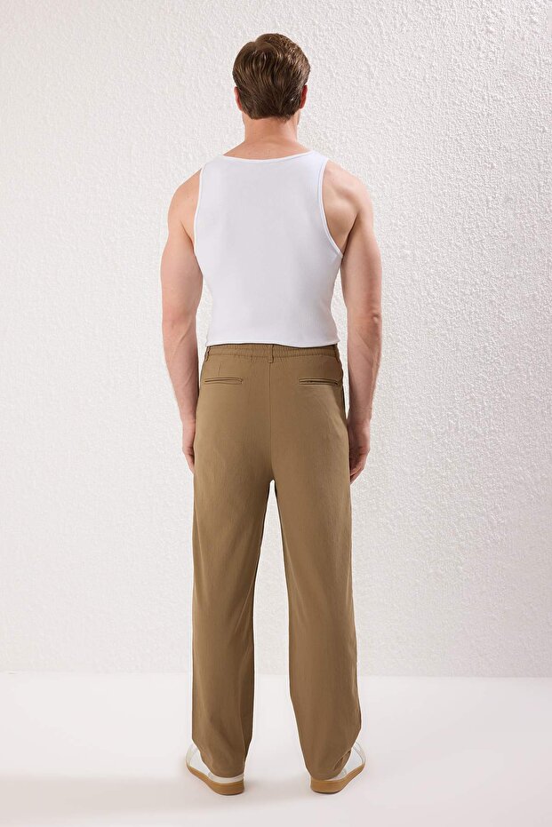 Bej Wide Leg Bol Kumaş Baggy Pantolon TMNSS23PL00039 - 5