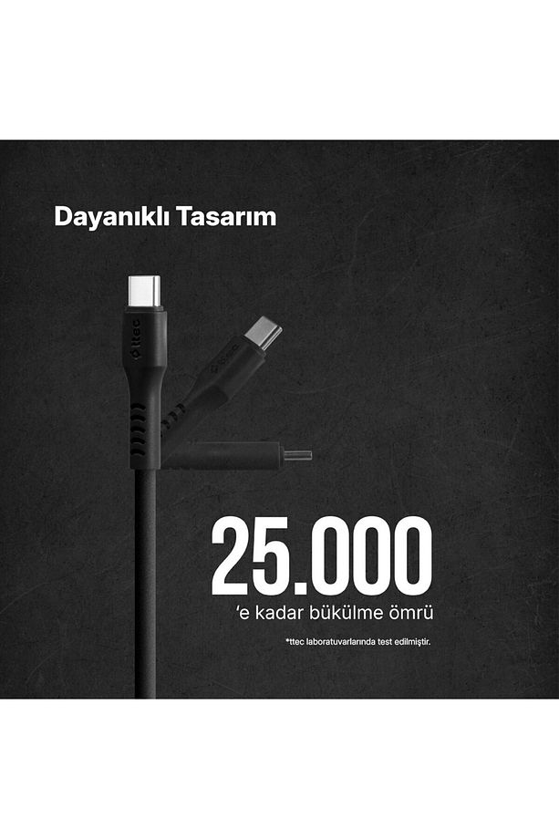 USB-C - USB-C 120cm 60W PD/QC Hızlı Şarj/Data Kablosu - 3