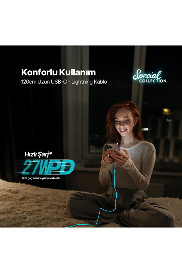 USB-C - Lightning Hızlı Şarj Kablosu 120cm - 2