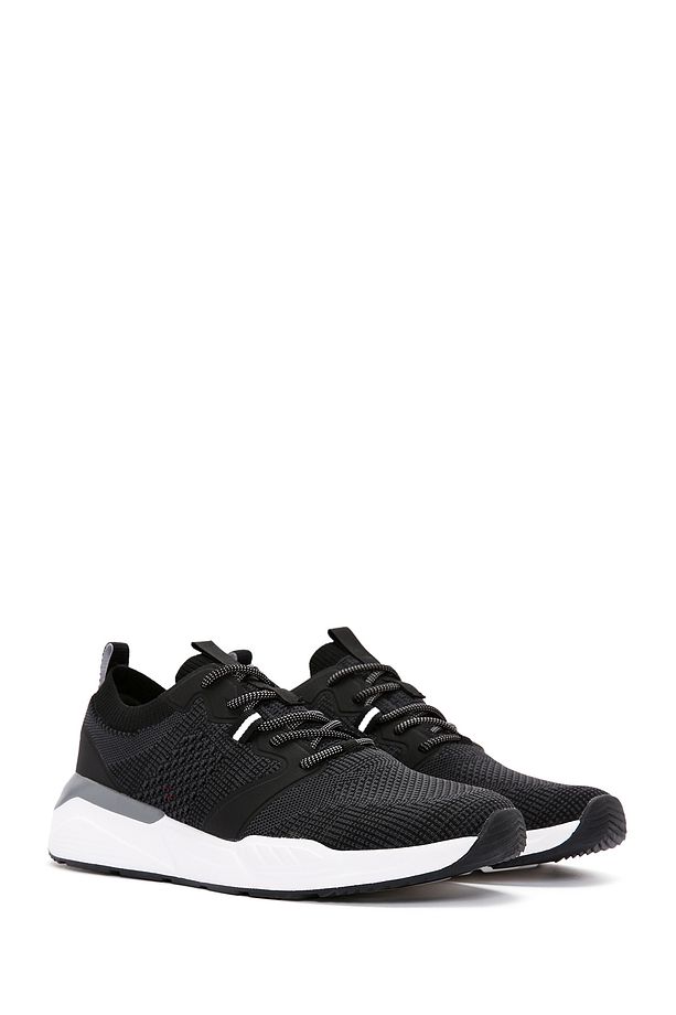 Zero Erkek Siyah Bağcıklı Kalın Tabanlı Kumaş Sneaker 24sfd69536f - 4