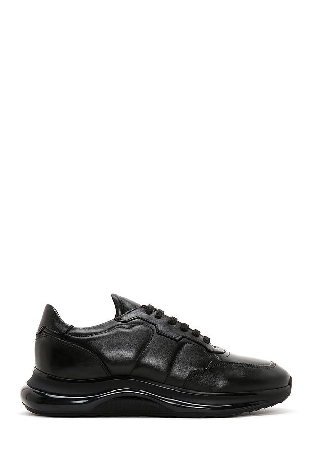 Erkek Siyah Bağcıklı Kalın Tabanlı Deri Casual Sneaker 24sfd620218 - 1