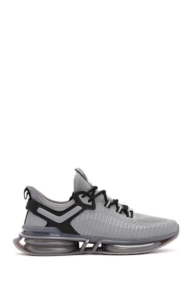 Zero Erkek Gri Bağcıklı Kalın Tabanlı Kumaş Sneaker 24sfd69266f - 1