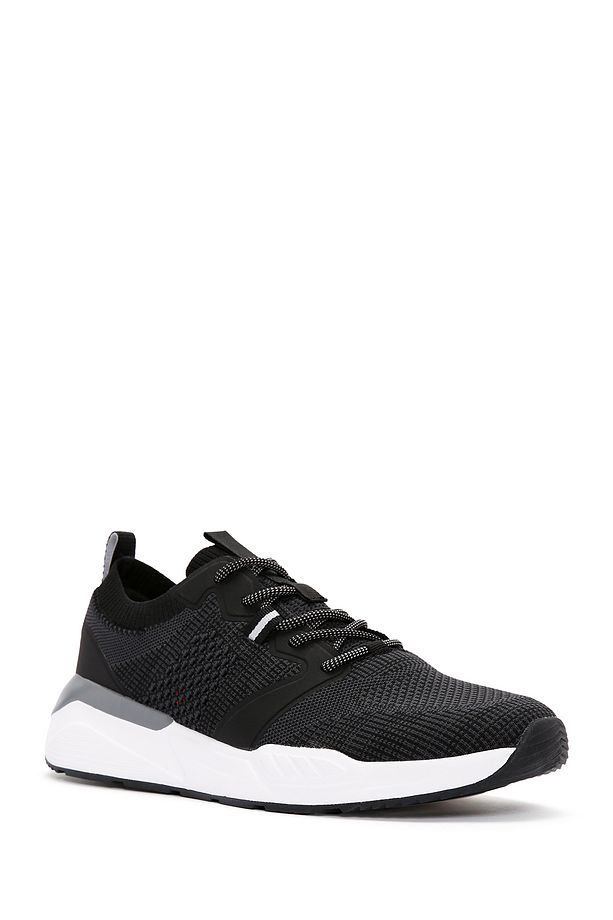 Zero Erkek Siyah Bağcıklı Kalın Tabanlı Kumaş Sneaker 24sfd69536f - 7