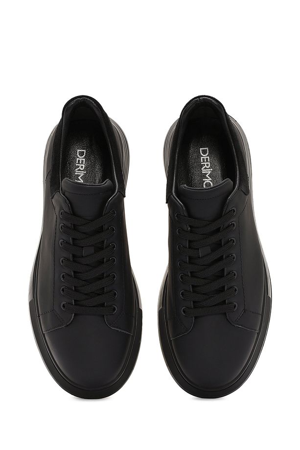 Erkek Siyah Bağcıklı Kalın Tabanlı Deri Sneaker 24sfd641318 - 7