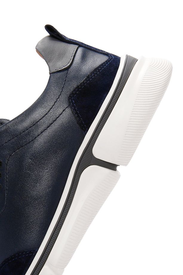 Erkek Lacivert Bağcıklı Kalın Tabanlı Deri Sneaker 24sfd623518 - 8