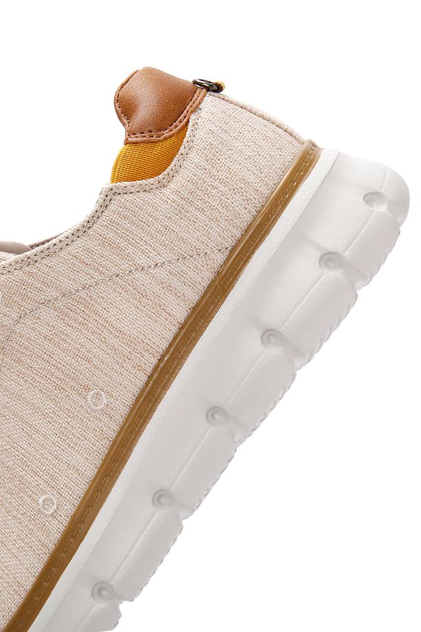 Erkek Bej Bağcıklı Kalın Tabanlı Kumaş Sneaker 24sfd69386f - 8