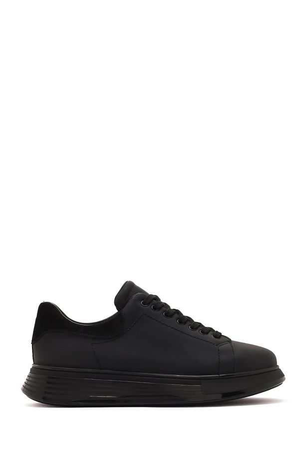 Erkek Siyah Bağcıklı Kalın Tabanlı Deri Sneaker 24sfd641318 - 1