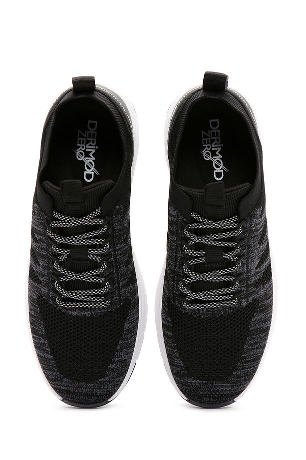 Zero Erkek Siyah Bağcıklı Kalın Tabanlı Kumaş Sneaker 24sfd69546f - 7