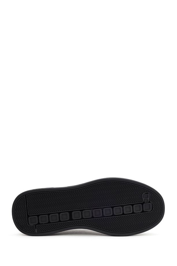 Erkek Siyah Kalın Tabanlı Bağcıklı Kumaş Sneaker 24SFD63686F - 4