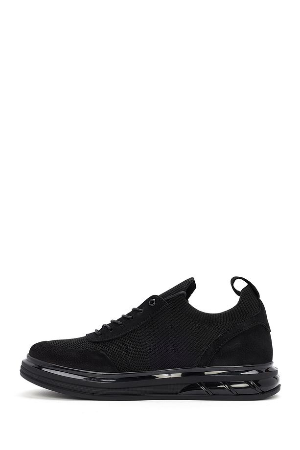 Erkek Siyah Kalın Tabanlı Bağcıklı Kumaş Sneaker 24SFD63686F - 2