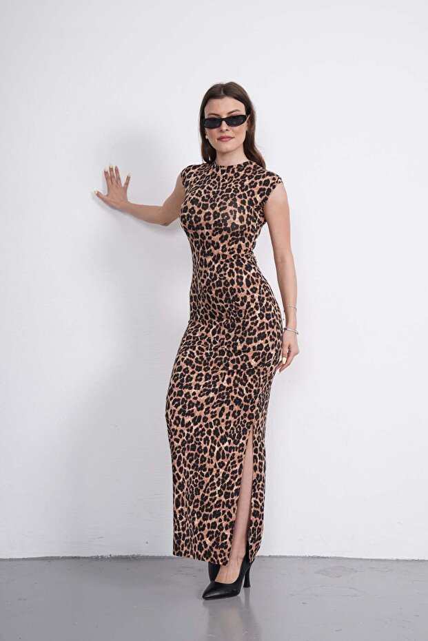 Rochie lungă cu model leopard-Leopard - 7