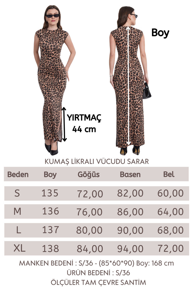 Rochie lungă cu model leopard-Leopard - 5
