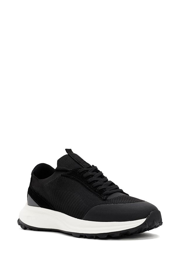 Zero Erkek Siyah Bağcıklı Kalın Tabanlı Kumaş Sneaker 24sfd62196f - 6
