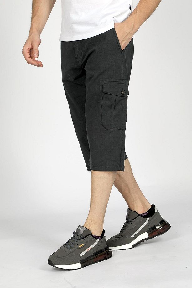 Man 1 Long Erkek %100 Pamuk Dokuma Bermuda K. Indigo - 3