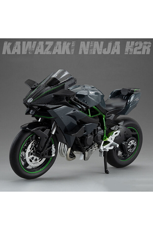 Black 1:12 Kawasaki H2R BWM S1000RR Alloy Motorcycle Toys Diecast Miniature Car Front Wheel Steering