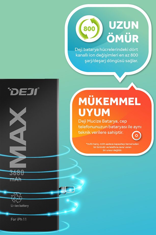 İphone 11 Batarya 3680 Mah Yüksek Kapasiteli Güçlendirilmiş Mucize Batarya - 5