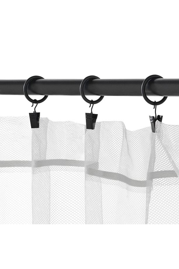 10 Adet Perde Halkası Seti Ikea Perde Askısı Çap: 25 mm Klipsi 10 Kanca10 Halka 10 Siyah A Kalite - 2