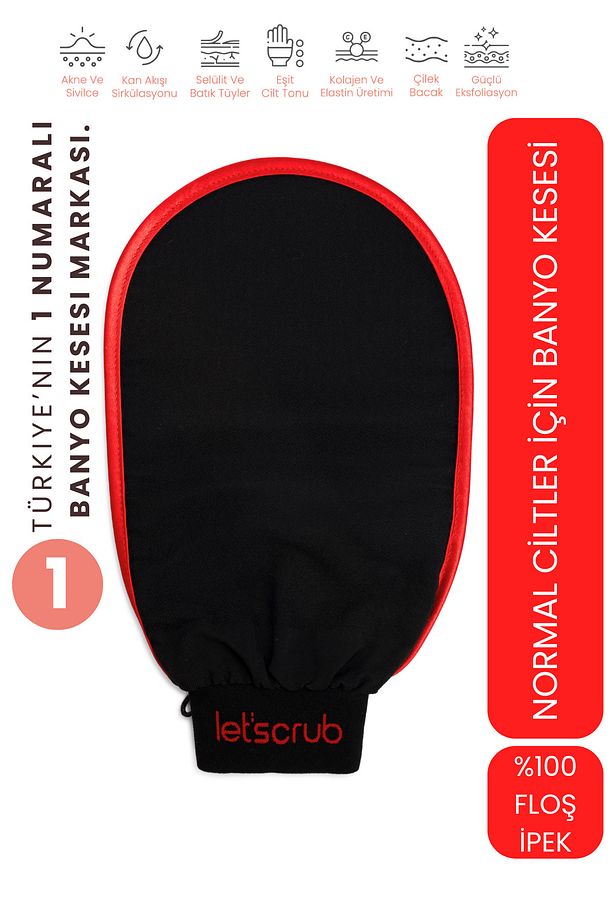1 Adet Siyah Banyo Duş Kesesi Peeling Eldiveni %100 Floş Ipek Kadın Ve Erkekler Için - 1