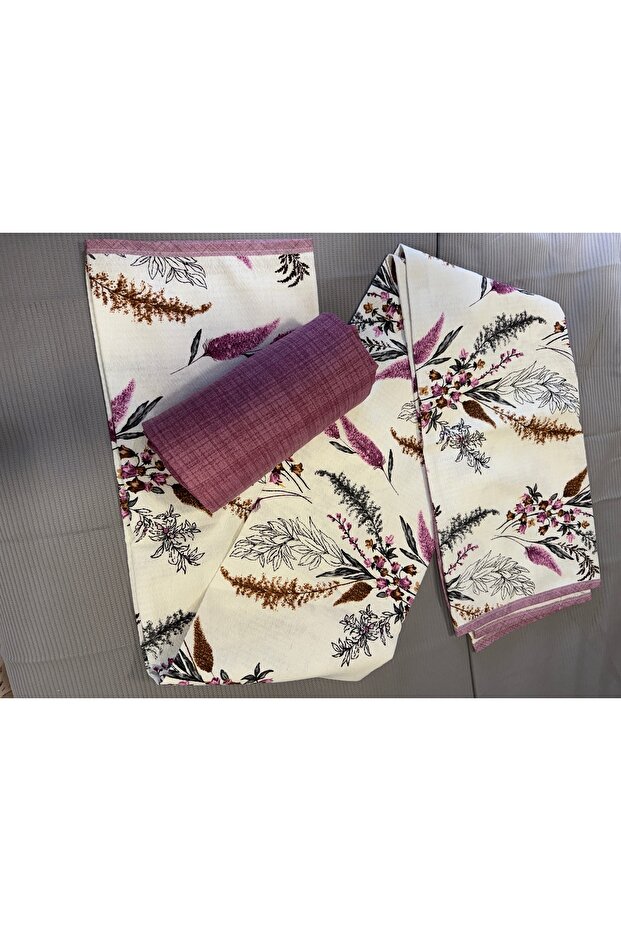 Başak Patterned Sheet Elastic Double Pique Set - 8