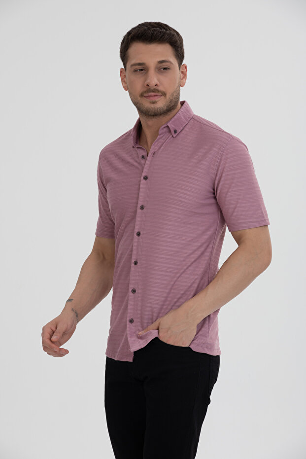 Men's Short Sleeve Slim Fit Summer Knitted Shirt 2515