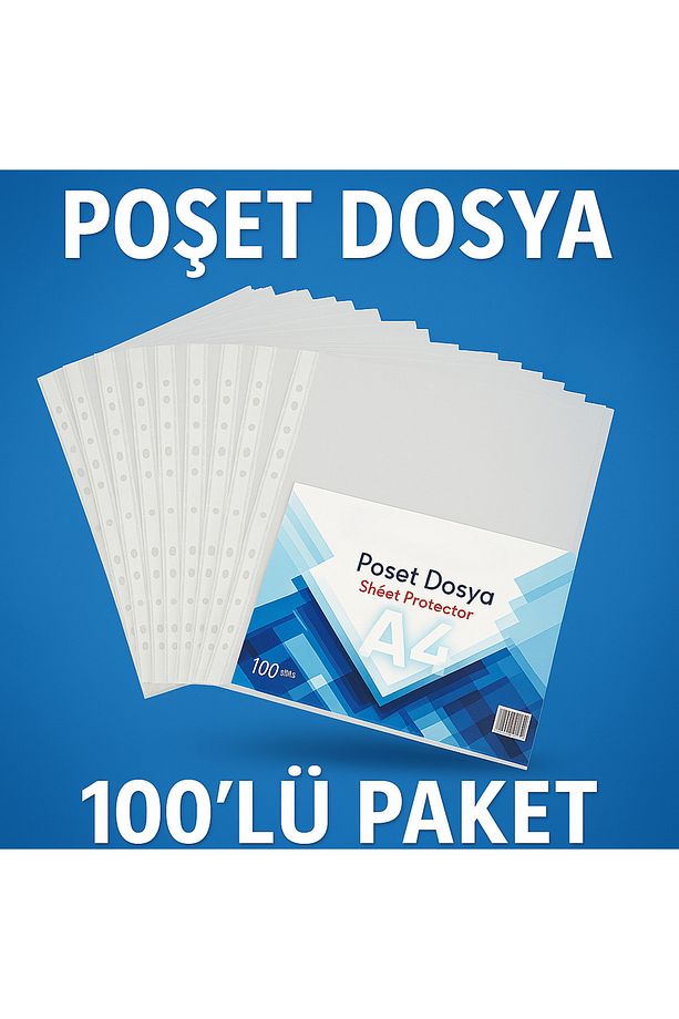 Şeffaf Poşet Dosya 100 Adet – Delikli, Klasör Uyumlu (A4) - 2