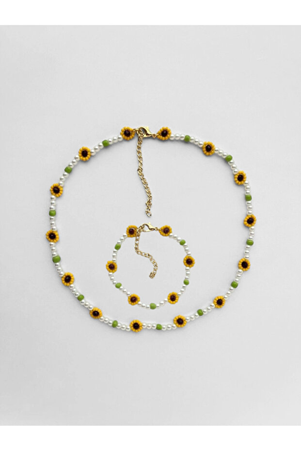 Sunflower Necklace and Bracelet Set