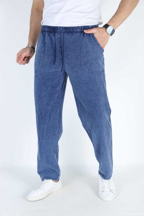 Relaxed Fit Erkek Yazlık Pantolon Kot Mavi - 1