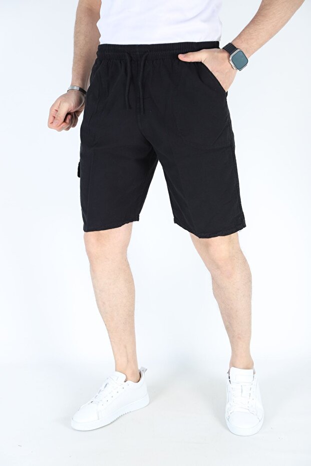 Men's Summer Linen Shorts Black