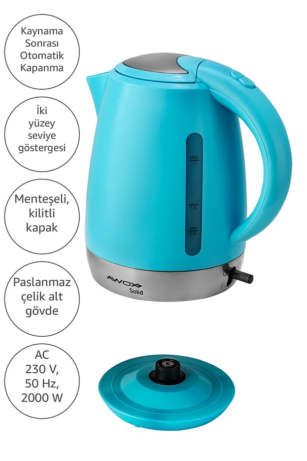 Solid Su Isıtıcı Kettle Mavi - 3