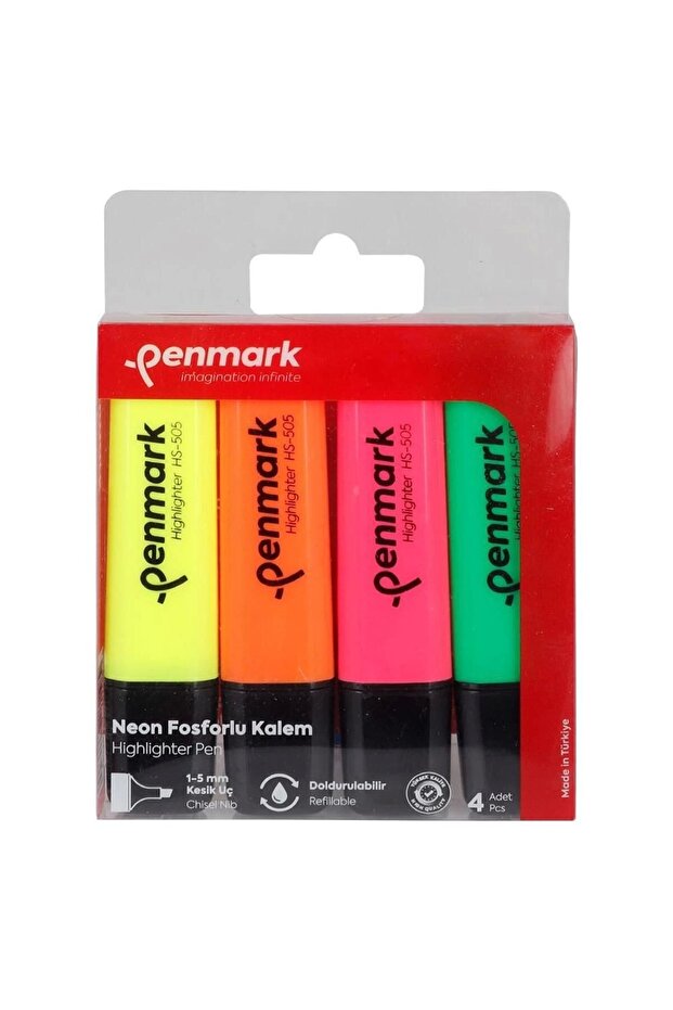 penmark Hs-505-4n Neon Fosforlu Kalem 4 Adet - Karışık Renk