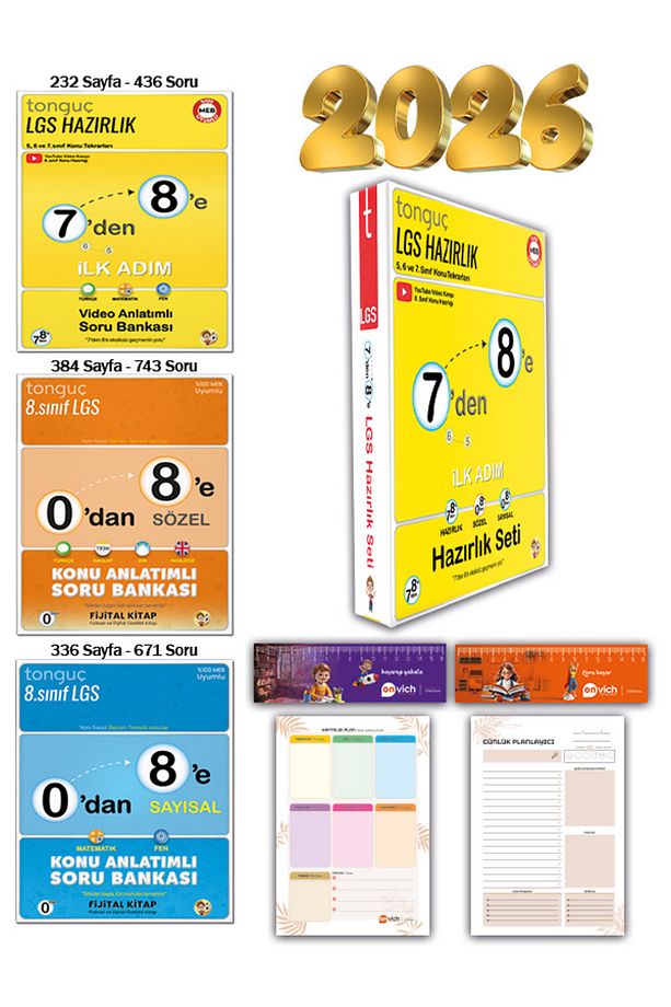 8. Sınıf 7 Den 8 E Hazırlık Yaz Tatili Tekrar Seti - 0 Dan 8 E Hazırlık Tüm Dersler Set 3 Kitap - 1