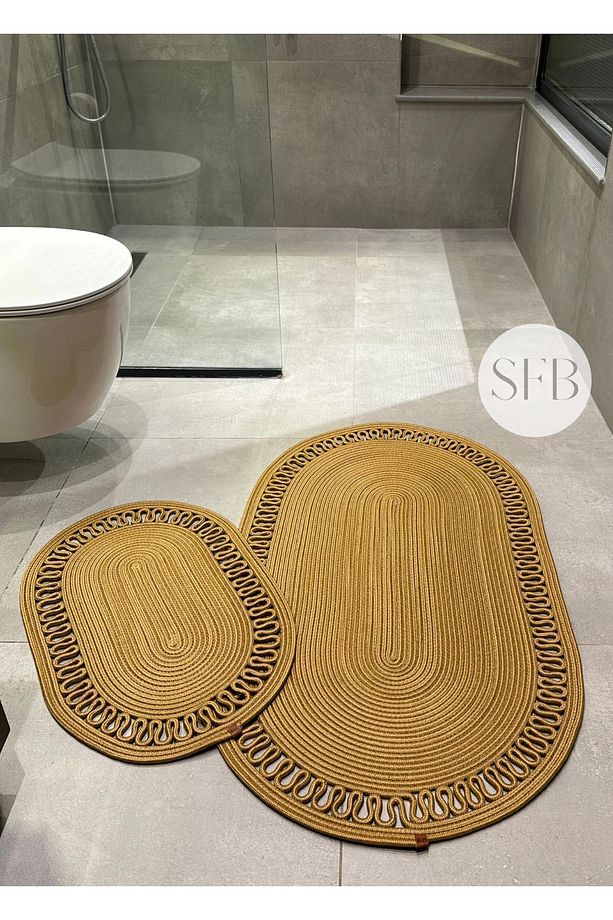 2'li Jüt, Hasır Banyo Paspas Takımı, Yıkanabilir Paspas Takımı, Hediyelik Ev Eşyası, Çeyizlik Paspas - 1