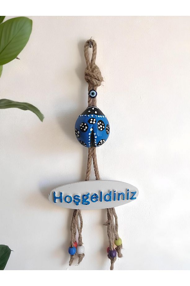 Mavi Uğur Böceği Hoşgeldiniz Dekoratif Kapı Duvar Süsü - 1