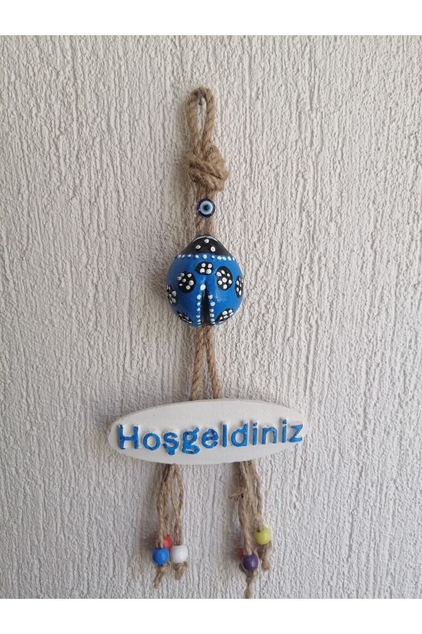 Mavi Uğur Böceği Hoşgeldiniz Dekoratif Kapı Duvar Süsü - 2