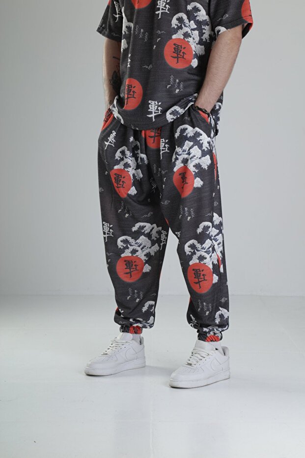 Red Chinese Patterned Suit - 8