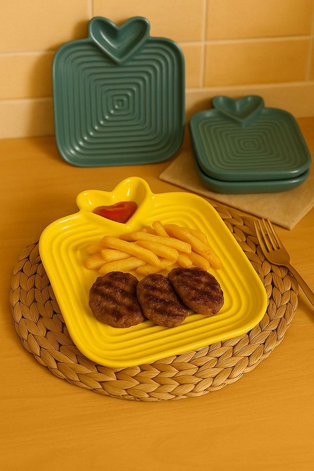 Atıştırmalık Tabağı Kalp Şekilli Tatlı , Meyve , Kahvaltı Tabağı Servis , Sunum Tabağı - 5
