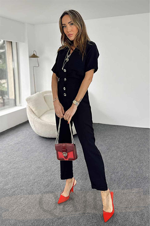 Kadın Siyah Tulum - 3