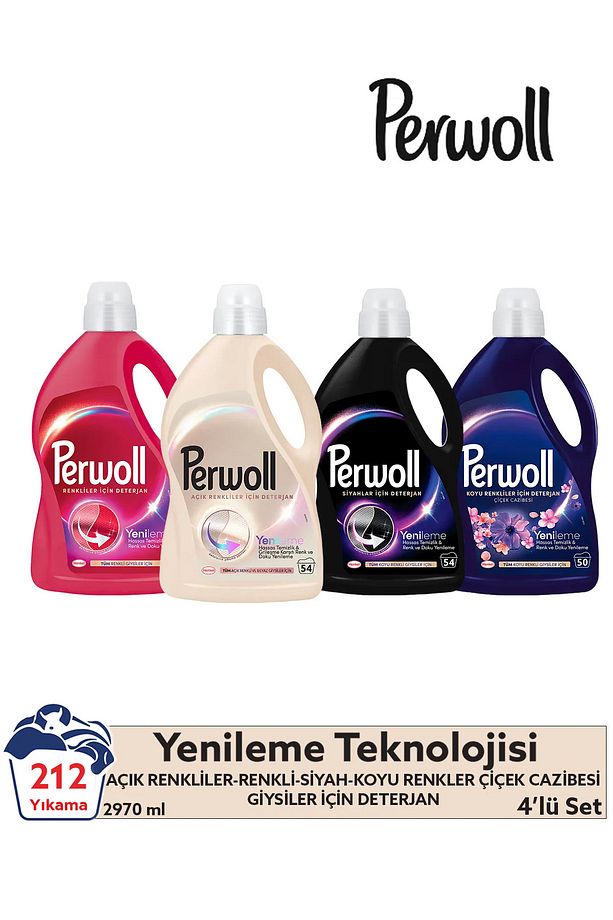 Sıvı Deterjan Siyah,Renkli Açık Renkler 2.97L (162 Yıkama) Çiçek Cazibesi K.Renkler 2.75L(50 Yıkama) - 1