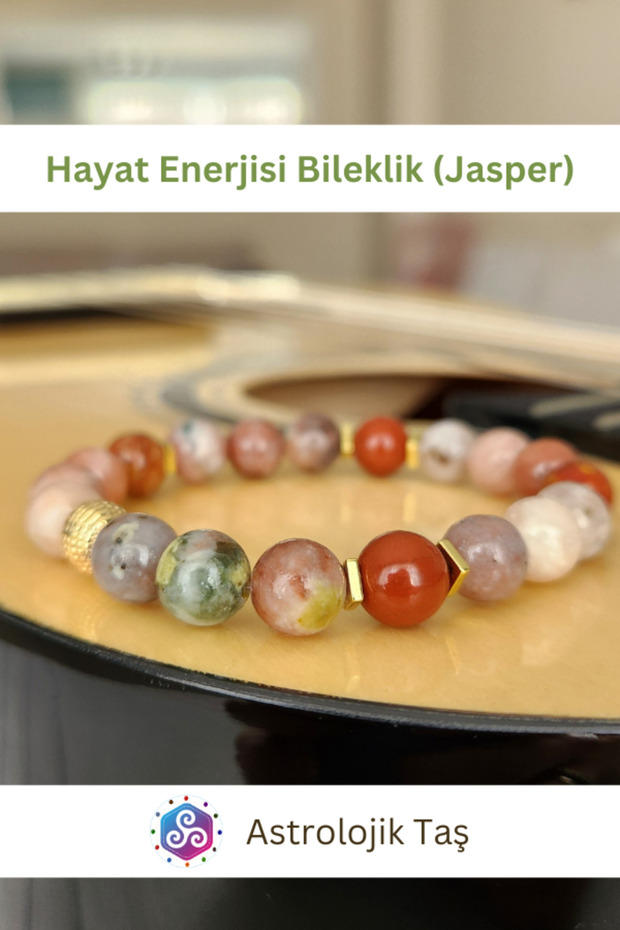 Life Energy Bracelet Jasper Natural Stone Bracelet - Certified - Jasper & Hematite