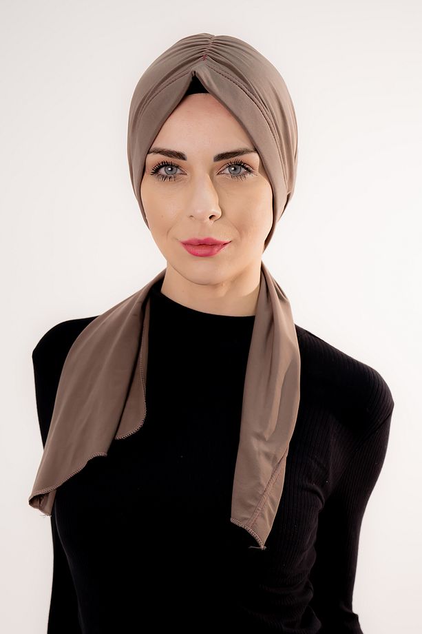 Üç Farklı Bağlamalı Dubai Model Hazır Pratik Şal Vizon - 6