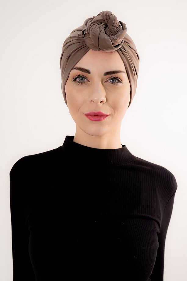 Üç Farklı Bağlamalı Dubai Model Hazır Pratik Şal Vizon - 8