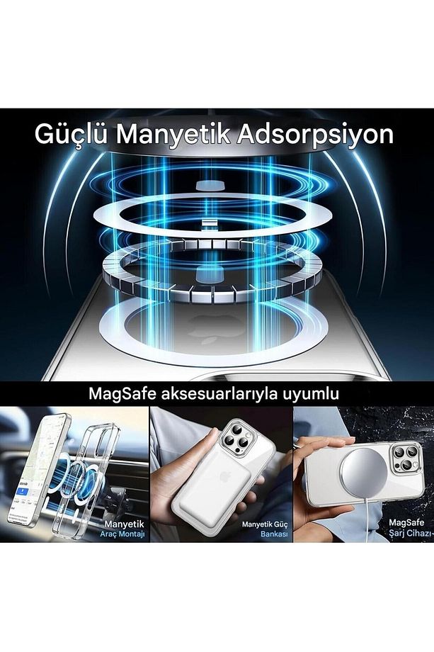 (MAGSAFE KILIF) Iphone 16 Pro Max Için Magsafe Özellikli Şeffaf Kılıf Wireless Silikon Kılıf - 4
