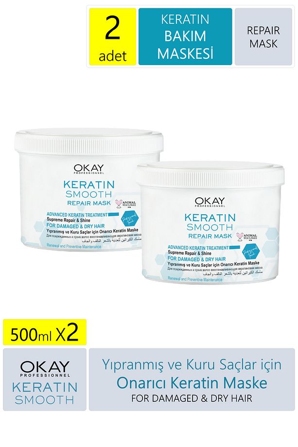 Saç Maskesi Keratin Smooth 500ml X 2 Adet - 1