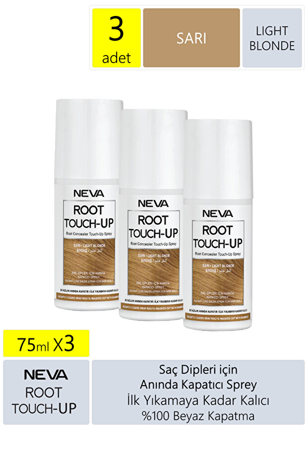 Neva Root Touch Up Kapatıcı Sprey 75 Ml Sarı 3 Adet - 1
